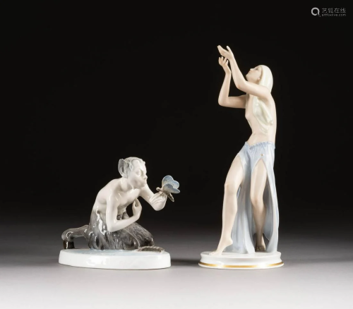 ZWEI PORZELLANFIGUREN Deutsch, Rosenthal, um 1920 sowie