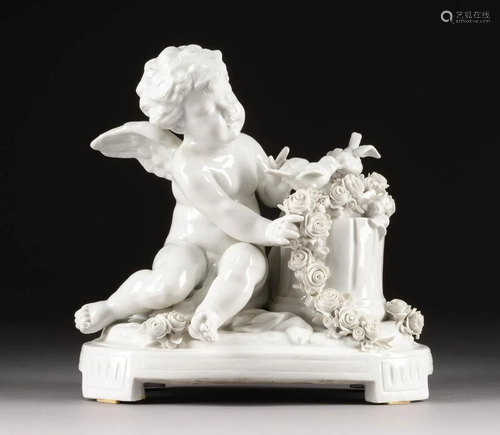 SITZENDER PUTTO MIT TAUBENPAAR Deutsch, Ernst Bohne