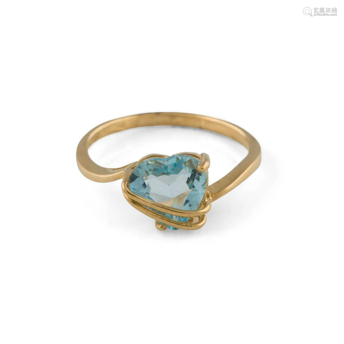 AQUAMARIN-RING Gelbgold. Ringmaß ca. 54, Ges.-Gew.