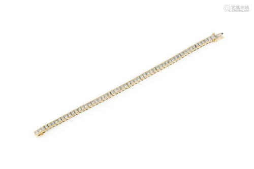 DIAMANT-ARMBAND Gelbgold. L. 18,5 cm, Ges.-Gew. ca.