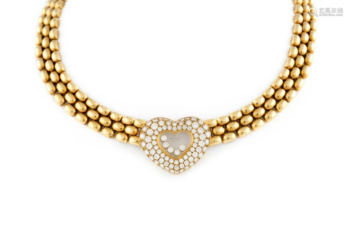 COLLIER 'CHOPARD - HAPPY DIAMONDS' Gelbgold. L. 39 cm,