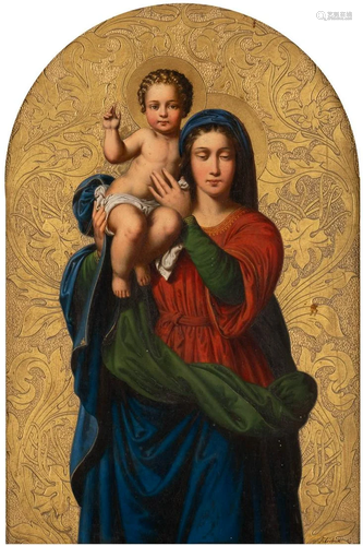 ANDACHTSBILD MADONNA MIT KIND Osteuropa, dat. '1856'