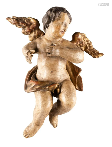 SCHWEBENDER PUTTO Süddeutsch, 18. Jh. Holz,