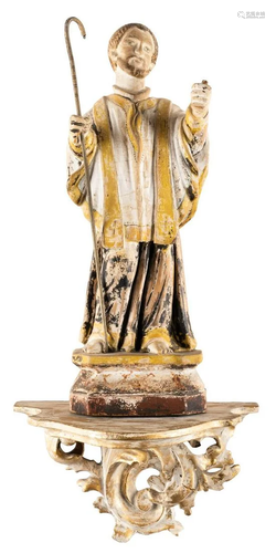 KLEINE FIGUR DES HEILIGEN ANTONIUS (?) MIT EINER