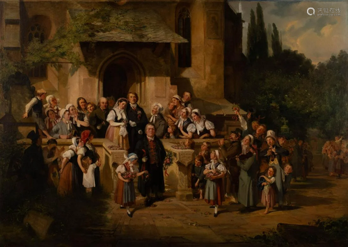 JULIUS SCHOLTZ 1825 Breslau - 1893 Dresden Wedding in