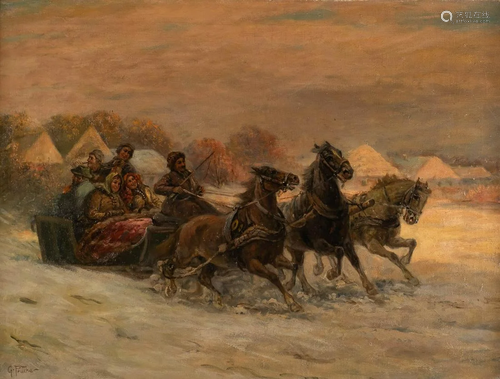 GUSTAV PRUCHA Vienna 1875 - 1952 Sleigh ride in the