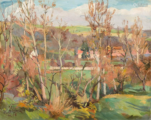 FRITZ HASSEMER 1st h. 20th C. Autumn landscape Oil on