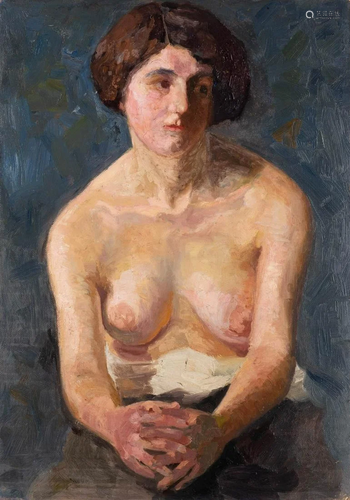 GERMAN about 1900/10 Female nude Oil on cardboard. 71.5