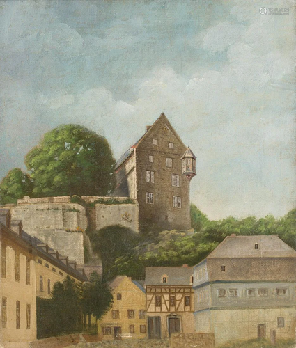 GERMAN Mid- 19th C. Castle Katzenelnbogen Oil on