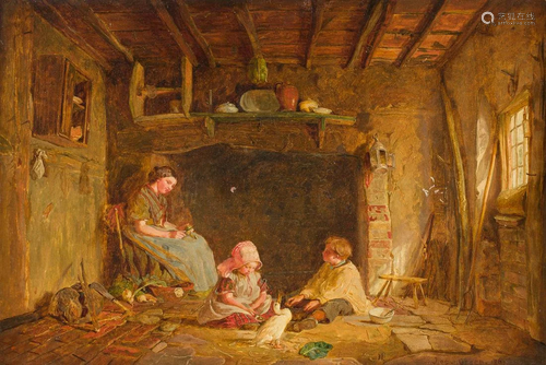 JOS. GREEN about 1863 Family happiness Oil on canvas