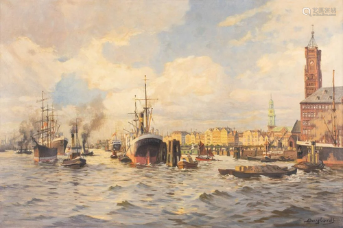 GUSTAV BURGHARDT 1890 - c. 1970 Ships in Hamburg