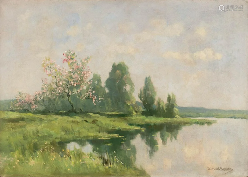 ALFRED KAISER 1st h. 20th C. Spring in Normandie Oil on