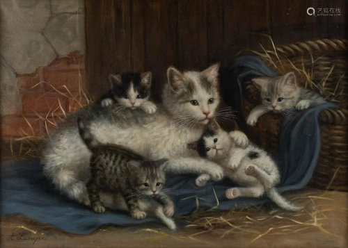 FRENCH 2nd h. 19th C. Frolicking cats Oil on canvas. 49