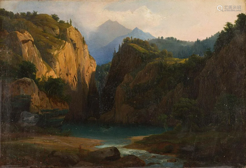 SWISS ARTIST Mid- 19th C. In the mountains Oil on