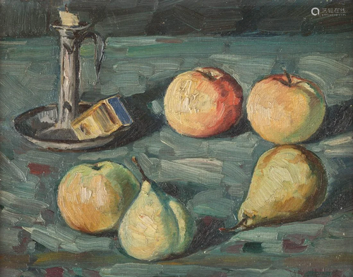 GERMAN about 1900 Still life with apples and pears Oil