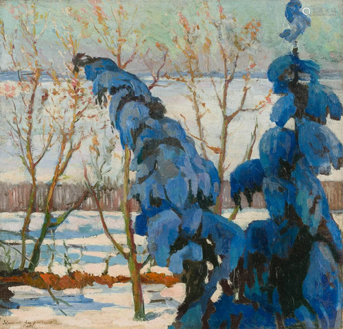 GERMAN about 1957 Winter landscape Oil on canvas. 45.5