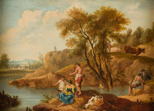 ITALIAN/FLEMISH about 1800 Shepherds and anglers in