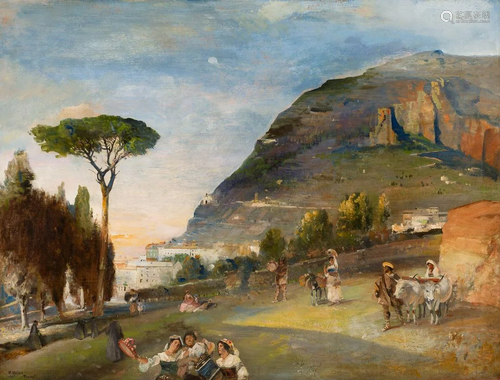 M. WEBLOS about 1920 Mountain landscape at Frascati Oil