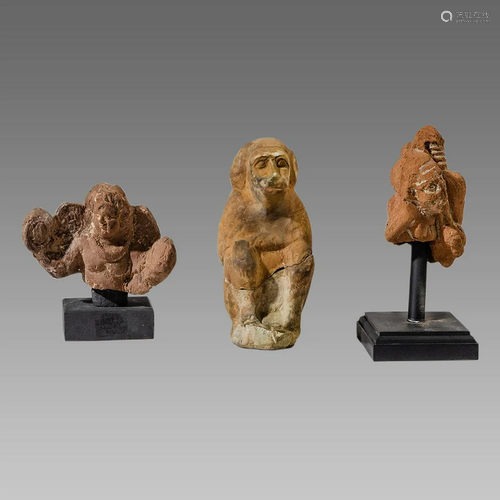 Lot of 3 Ancient Egyptian ALexandria Terracotta figure