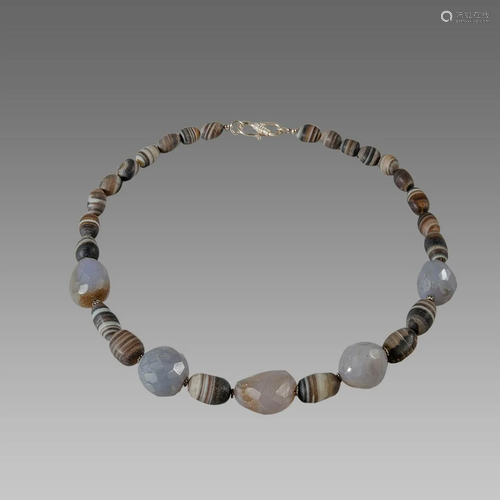 Roman Style Banded Agate Beads Necklace.