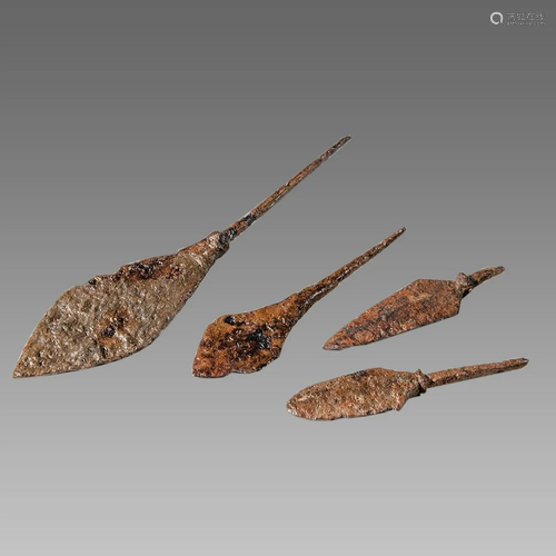 Lot of 4 Ancient Roman Iron Arrow Heads c.1std-4th