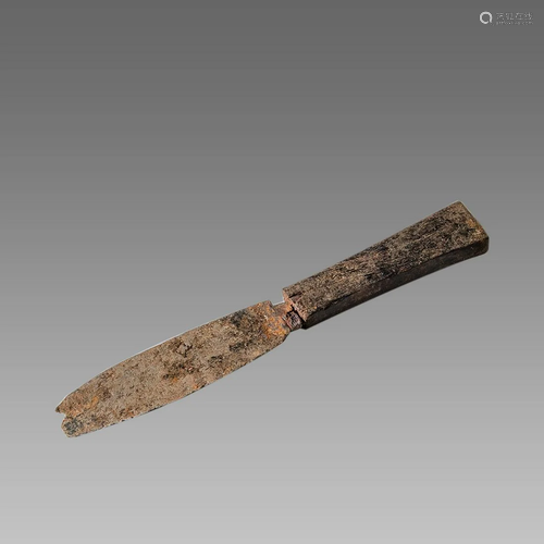 England, Iron Table Knife with wooden handle c.16th