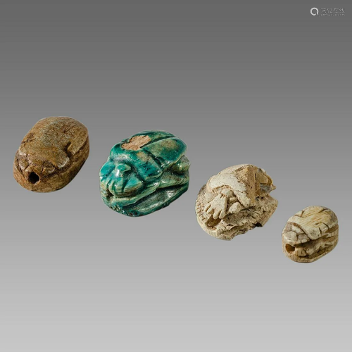 Lot of 4 Ancient Egyptian Steatite stone Scarabs