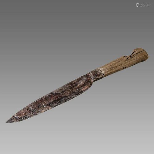 England, Iron Table Knife with wooden handle c.16th