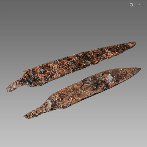 Lot of 2 Iron Knife Blades Crusader period c.14th cent