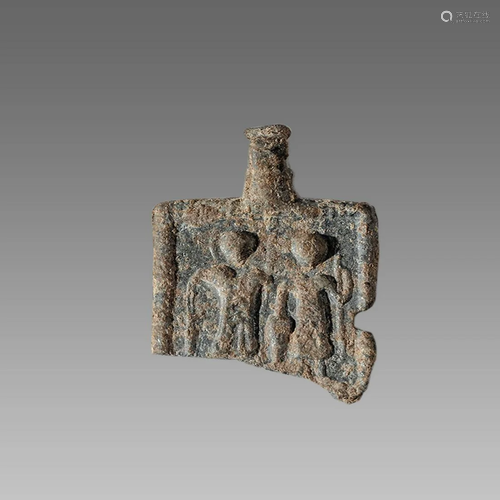 Ancient Byzantine Bronze Pendant with Saints c.8th cent