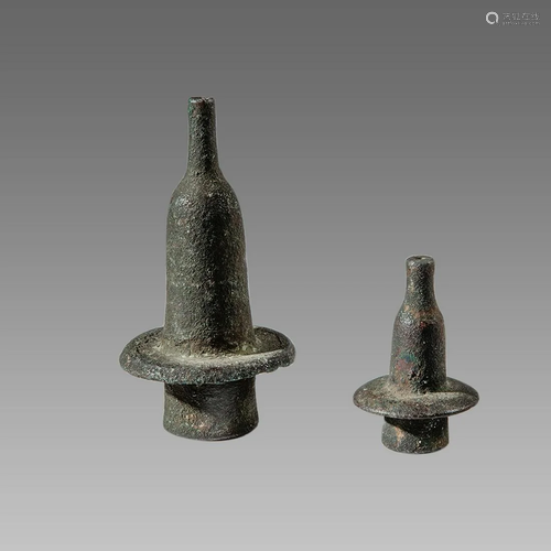 Lot of 2 Ancient Roman Iron Candle Holders c.1st-4th