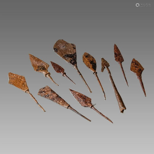 Lot of 10 Ancient Roman Iron Arrow Heads c.1std-4th