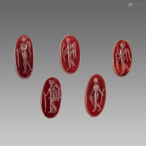 Lot of 5 Roman Style Carnelian Intaglios.