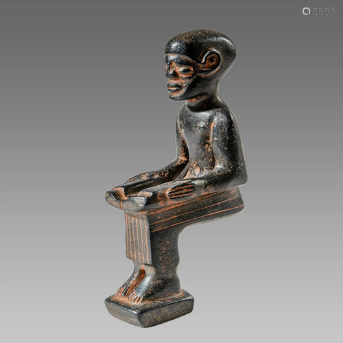 Egyptian Style Black Stone Seated figure.