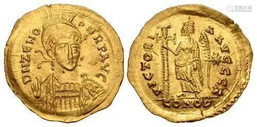 Zeno. Second reign, AD 476-491. gold Solidus (21mm,