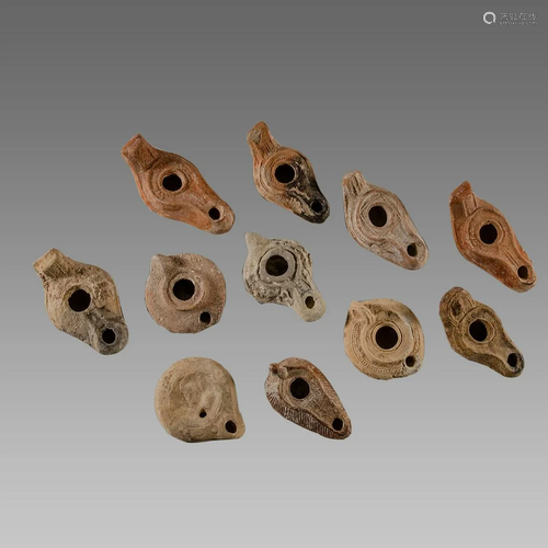 Lot of 11 Ancient Roman, Byzantine Terracotta Oil Lamps