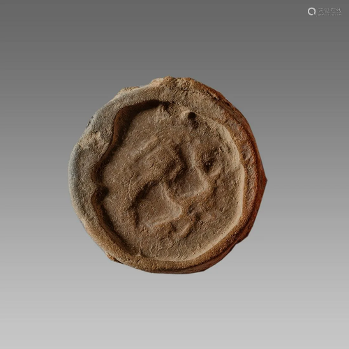 Roman Terracotta Theater Token with Deers c.2nd cent