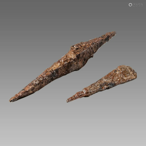 Lot of 2 Ancient Roman Balkans Iron Arrow Heads