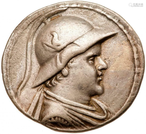 Baktrian Kingdom. Eukratides I. Silver Tetradrachm