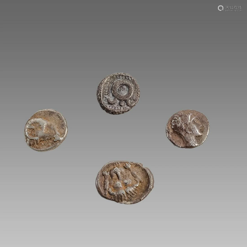 Lot of 4 Ancient Greek Silver Coins obols c.3rd-2nd