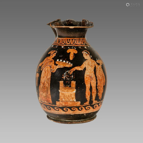 Ancient Greek Apulian Red-figured Trefoil Chous (Jug)