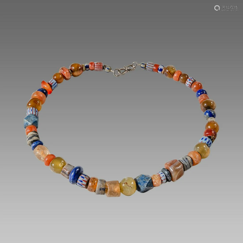 Roman Style Agate, lapis lazuli and glass Beads