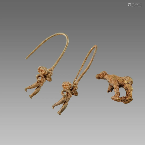 Lot of Roman Style Gold Earrings/Animal.