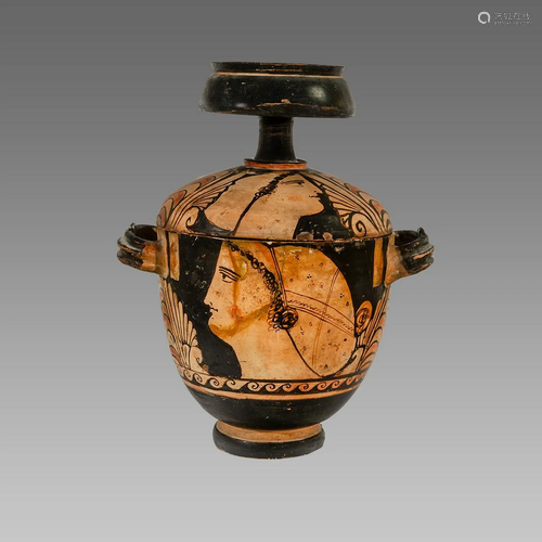 Ancient Greek Sicilian Red-figured Skyphoid Pyxis c.