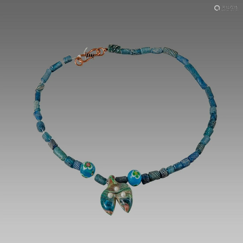 Roman Style Blue Glass Beads Necklace.