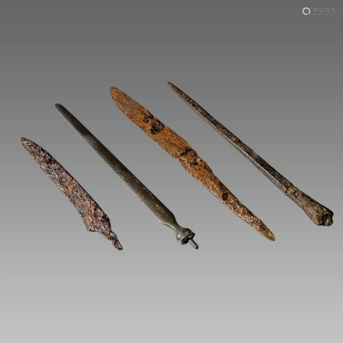 Lot of 4 Ancient Roman Iron Blades c.3rd- 5th century