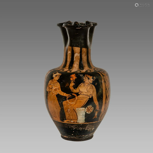 Ancient Greek Apulian Red-figured Trefoil Oinochoe