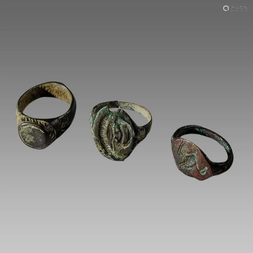 Lot of 3 Ancient roman Bronze Rings c.2nd-3rd century