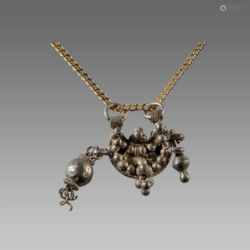 Romainia, Silver Gilt Lunate Pendant c.1400 AD.