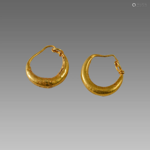 Ancient Roman Hollow Gold Earrings c.1st century AD.